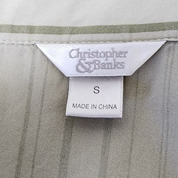 Christopher & Banks Green striped embroidered Buttoned Up Blouse W Size Small - Picture 7 of 10